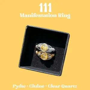 111 Angel Number Inspired Crystal Ring Manifestation Magnet with pyrite citrine and clear Quartz