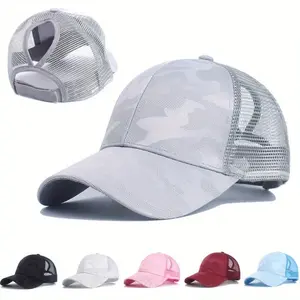 Women's Ponytail Baseball Cap - Breathable Printed Mesh Sun Hat (1-Pack / 2-Pack)