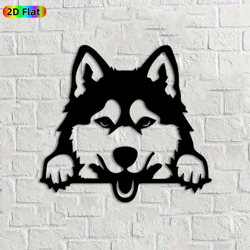 1pc Husky Metal Wall Art, Vivid Husky Statue Mural, Ideal Gift for New Year, Easter, Pet Decor Enthusiasts, Weather-Resistant Metal Wall Decor Wall Sculptures, Perfect for Indoor Wall & Garden Fence, Husky Lovers Enthusiasts