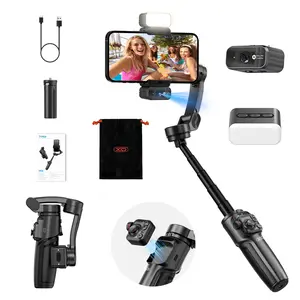 2026 New 3-Axis Gimbal Stabilizer, Detachable Remote, Extendable Rod, Gesture Control, Zoom, Selfie Stand Mode, 5H Battery Life, Portable Foldable, Ideal for Video Recording