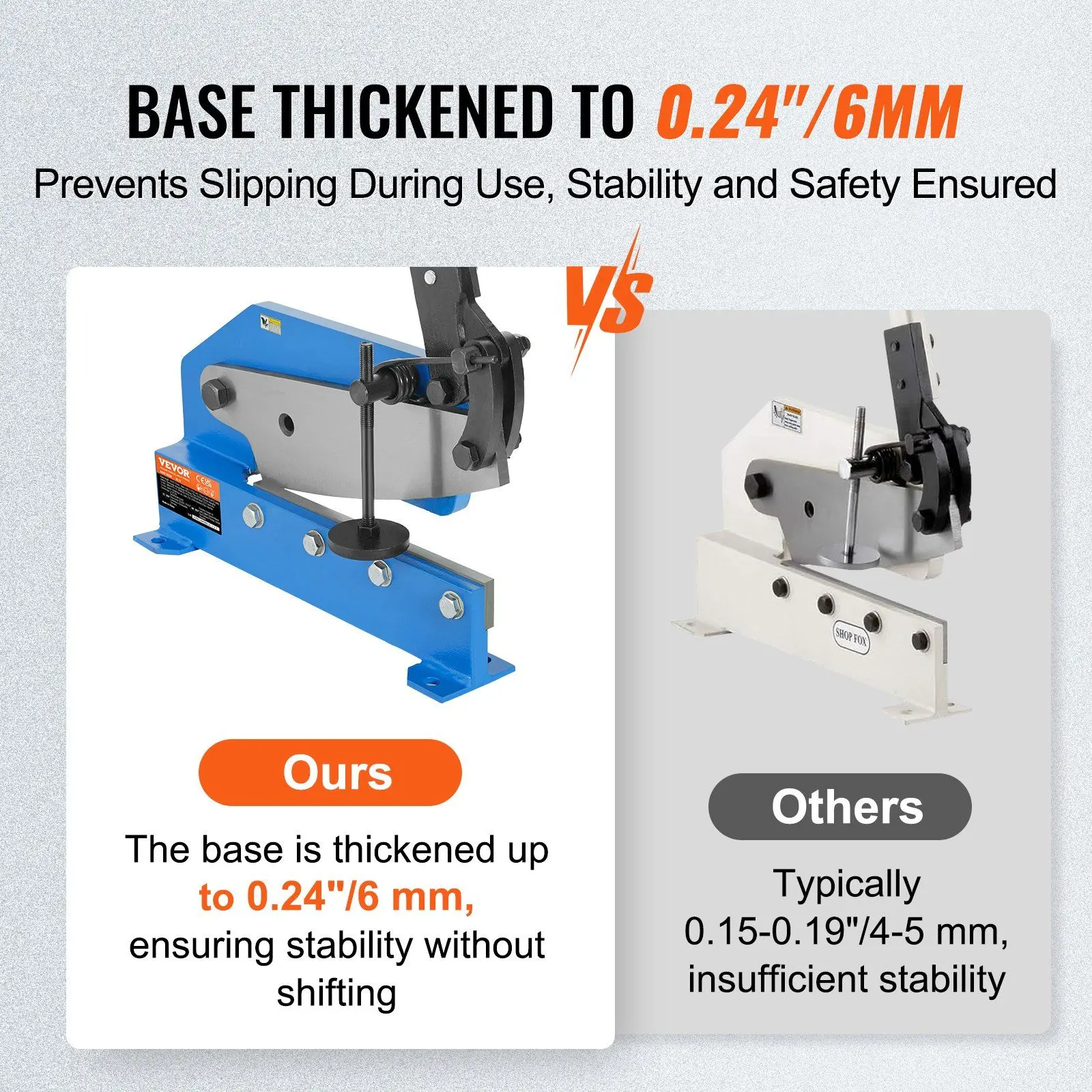 VEVOR 12 in Manual Hand Plate Shear - Q235 Steel Benchtop Cutter with Elongated Handle & Base, Effortless Cutting for 1/4 in, 6mm, 10.6 in, 270mm Metal Sheets, Copper Bars, Thick Composite, Tin-Plated & Color-Coated Materials, Heavy Duty Tool for Builders