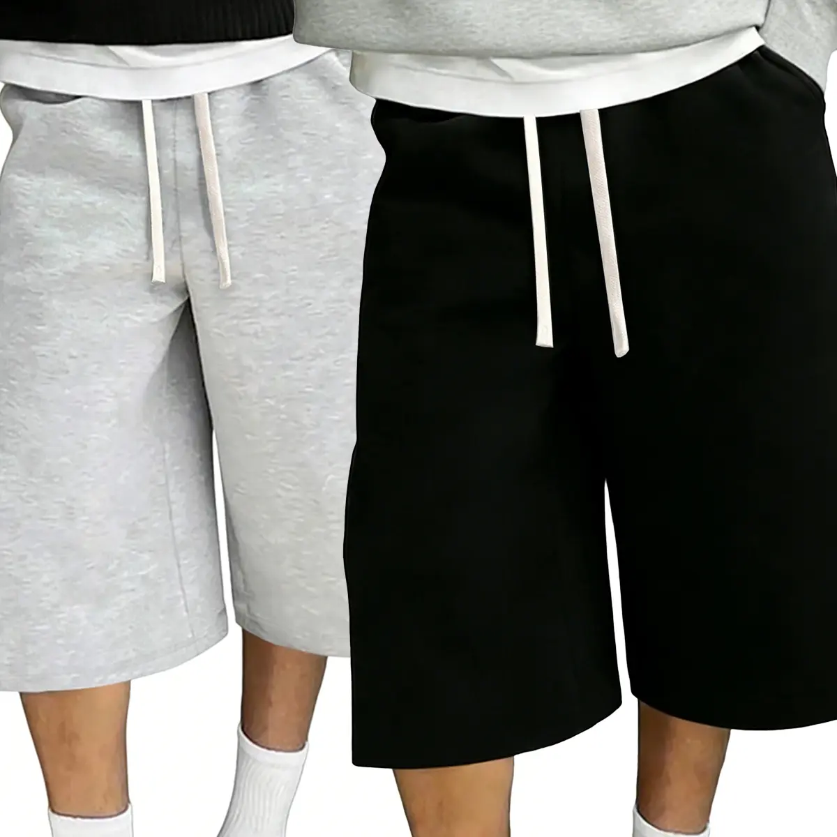Men's Casual Wide-Leg Essential Shorts - Plain Casual Sweat Shorts, Elastic Waistband with Drawstring, Soft Comfortable Clothes, Pink (Pairs Well with Sneakers), Pockets and Modern, Breathable