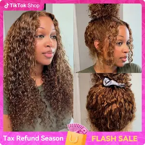 Vshow Water Wave Ombre 4/27 Highlight Glueless Human Wigs Brown Color 360 Wear Go Wigs With Invisi Drawstring Beginners Friendly #springfresh