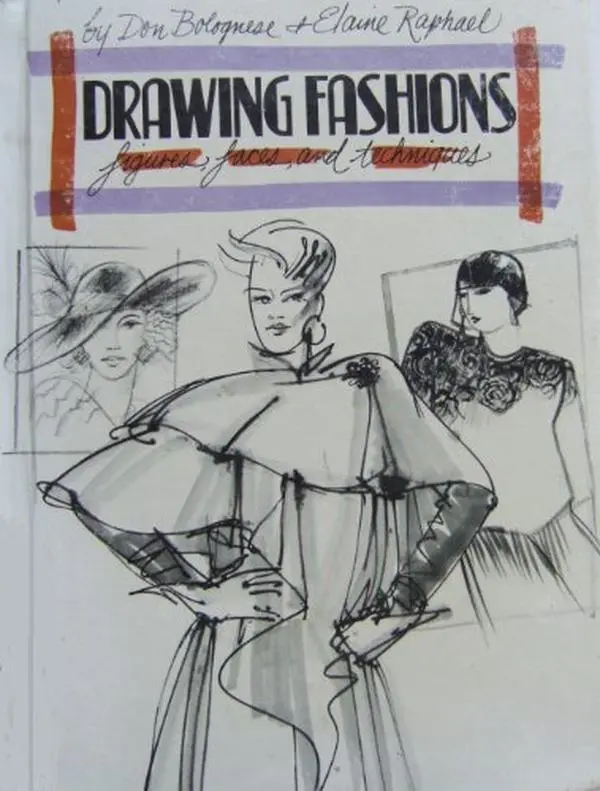 USED Book - Drawing Fashions: Figures, Faces and Techniques (A How-to-draw book) by Don Bolognese (Hardcover) - english