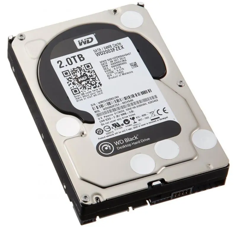 Refurbished WD Black 2TB 3.5-Inch SATA 6Gb/s Internal Hard Drive HDD 7200RPM 64MB Cache for Desktop PC Computer Gaming Workstation Storage Upgrade Replacement High Performance Data Storage Tested 100% Health Western Digital