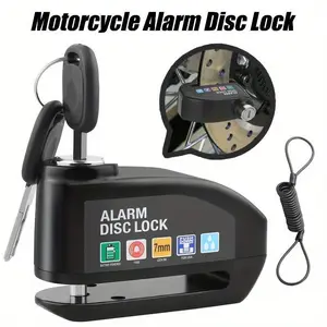 【FathersDayGift】Vehicle Security Lock with High-Pitch Alarm and Disc Lock—A waterproof anti-theft lock for motorcycles, bicycles, and scooters, featuring a brake lock, a 5-foot warning cable, and a carrying pouch