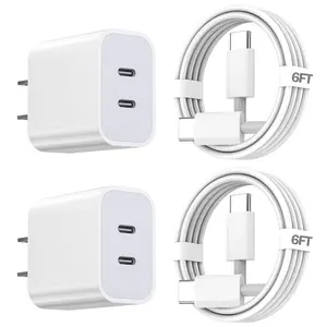 For iPhone 16 Charger,2Pack Dual Port Power Delivery Charging Block With 6FT USB C to C Fast Charger Cable for iPhone 15/15 Pro/iPad Pro/iPad Air/Mini