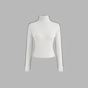 Cider [size 2-10] Wool-Blend High Neck Contrasting Binding Long Sleeve Tops
