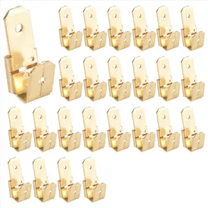 25 Pcs Piggyback Spade Connectors, 3 Way Adapter Dual Male to Single Female Brass Quick Disconnect Connectors