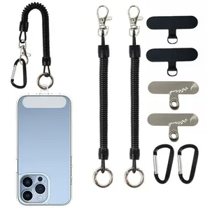 8/10Counts Set Tether Phone Tether Lanyard - Anti-Theft, Protective, Adjustable Phone Wrist Strap with Carabiner Clip - Ideal for Outdoor Enthusiasts, Compatible with iPhone and Most Cell Phones, Includes 4 Patches and 2 Carabiner Clips