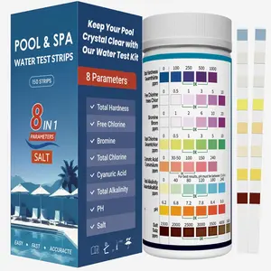 - 2026 8-in-1 Pool Test Strips -150 CT Pool Salt Test Strips | Salt Water Pool Testing Kit for Salt Water Pools, in & Above-Ground Pools, Hot Tubs&Spas| Quick&Accurate Testing Chlorine,pH,Salt