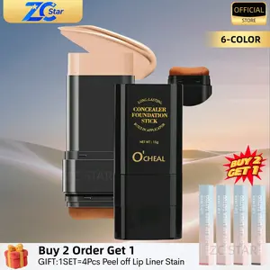 Dual-ended Eraser Foundation Stick 2-in-1 Nose Shadow Fixer Concealer for Acne Marks Highlighting Makeup Cosmetic 04#WHEAT Shade Color Changing Full Coverage 04#WHEAT