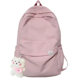 Aesthetic Backpack Cute Backpack School Supplies Laptop Bag for Teens Girls Women Students Solid Color
