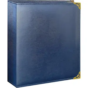 Leather 3 Ring Binder, 2 Inch D Ring, Holds 8.5" x 11" Paper Letter Size, Brass Corner Protectors, Faux Leather Cover, Professional Office & School Binder (1 Pack, Blue, 2 Inch)