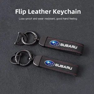 Premium Vintage Suede Leather Car Keychain Durable Metal Car Key Ring For Subaru Crosstrek Forester Outback Impreza BRZ WRX Ascent REX Solterra Levorg XV Legacy Exiga Tribeca