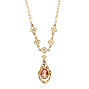 1928 Jewelry Royal Carnelian Cameo Pendant Necklace 16" + 3" Extender