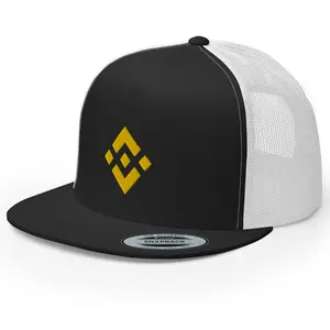 RIVEMUG Bnb Binance Logo Trucker Hat Flat Bill High Crown Adjustable Crypto Cap