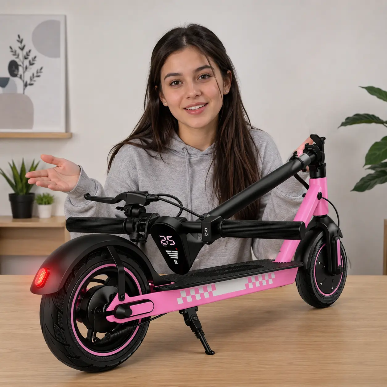 Foldable Electric Scooter for Girls, App Controlled with 10-Inch Tires, 19 MPH Max Speed & Adjustable Speeds, 350W 36V 10.5Ah Battery - Pink/Blue/Yellow, App Controlled Scooter, Folding Motorized Scooter