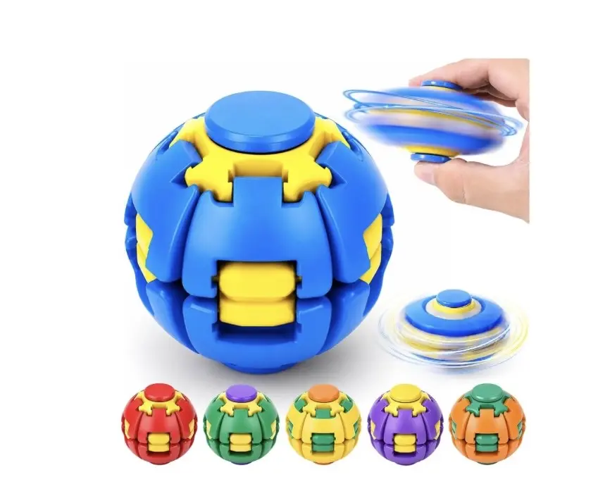 3D Printed Press-to-Spin Fidget Ball - Quiet 360° Rotation Sensory Toy, Portable Stress Relief Desk Spinner for Adults with ADHD Anxiety (Green)
