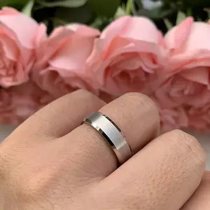 6mm White Tungsten Ring Men Women Engagement Wedding Band Fashion Jewelry Matte Finish Comfort Fit