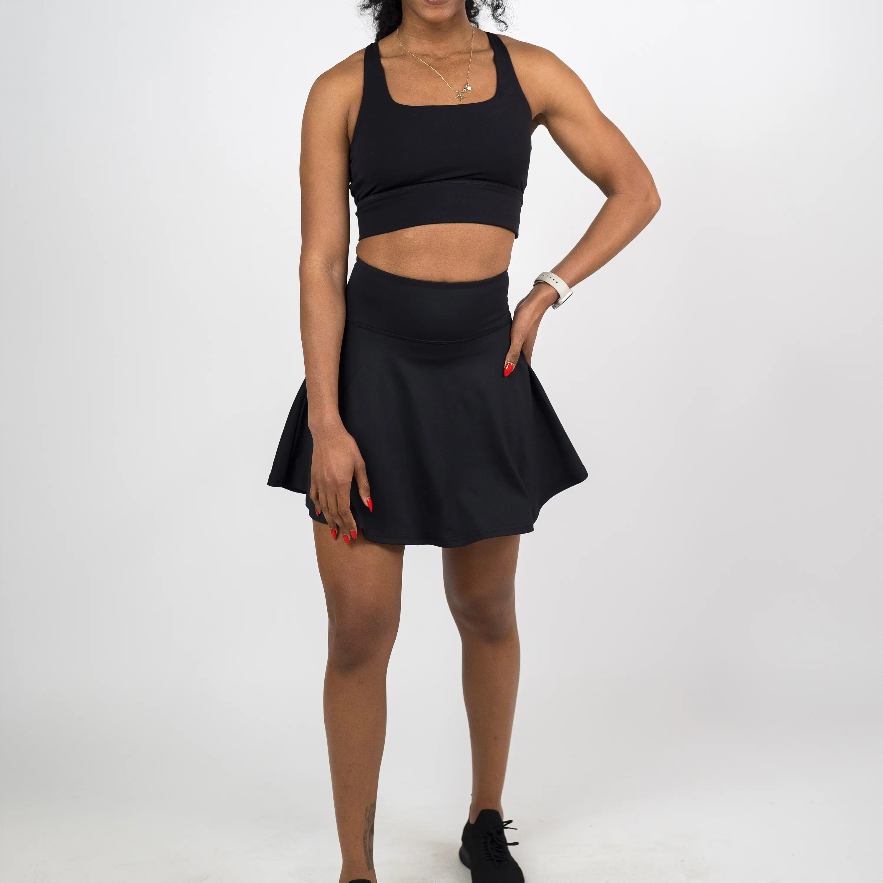 CVG Skirt Black Womenswear Short, Spandex Material, Zipper Closure, Comfortable Fit, Versatile Design for Everyday Wear