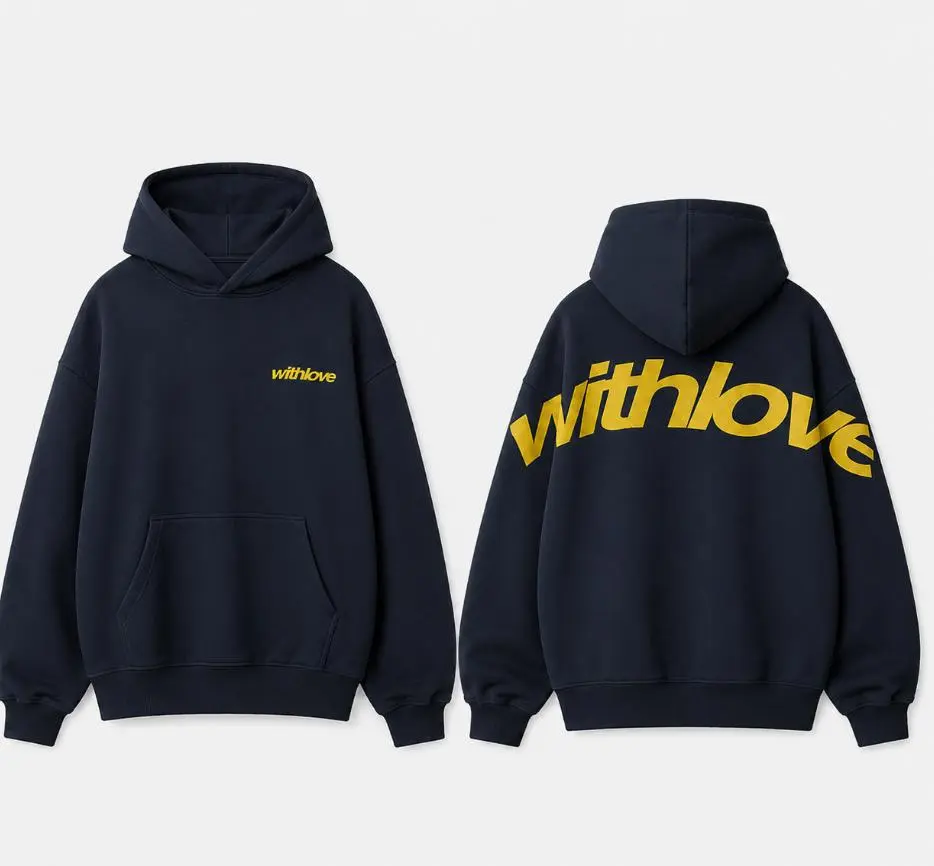 2-Sided With Love Hoodie, Oversized Back Print Graphic, Minimalist Streetwear Design, Heavyweight Unisex Hoodie, Everyday Casual Wear