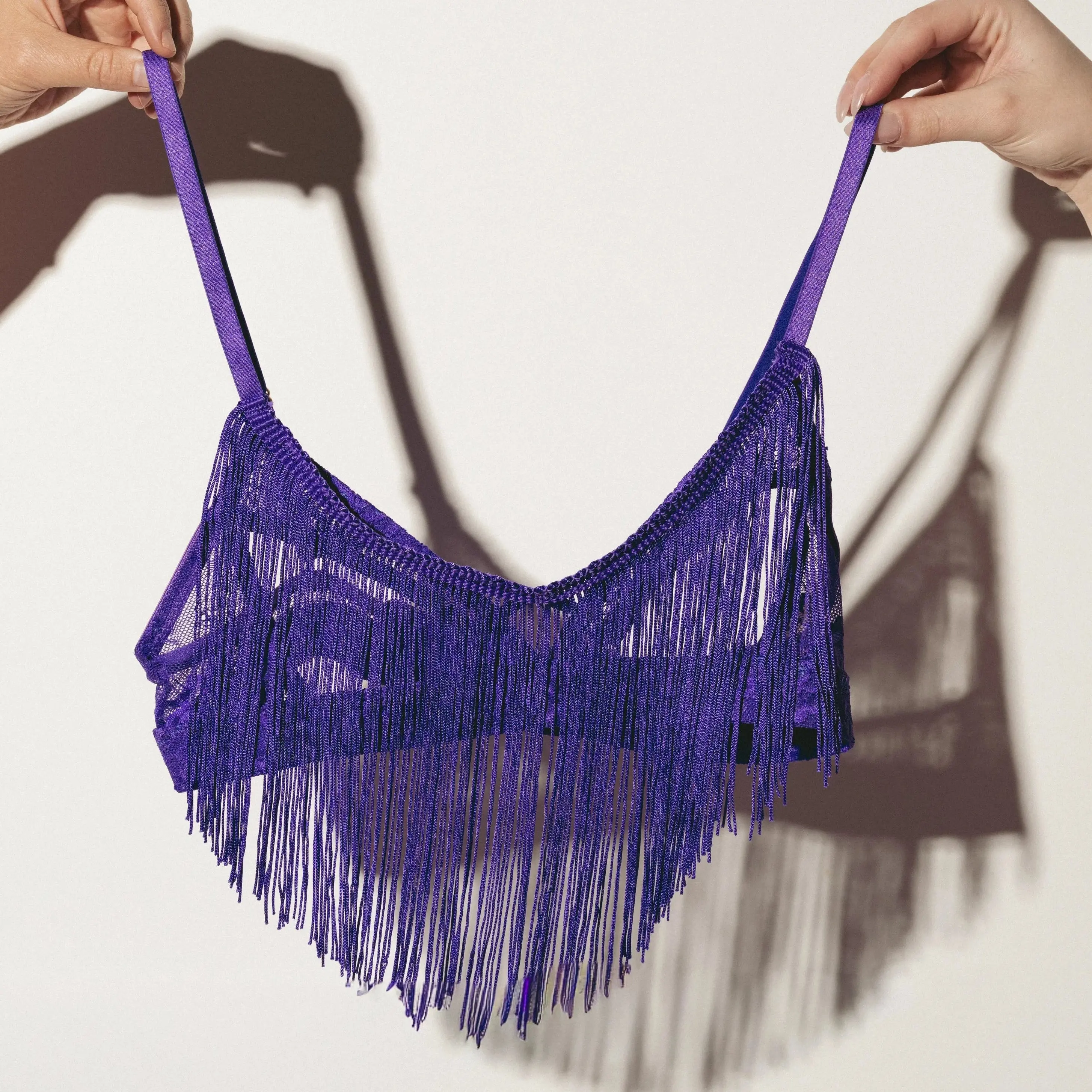 Cupless Fringe Bralette - Violet