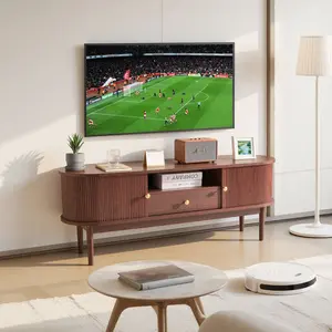TV Stand And Entertainment Center For 58-Inch Televisions, Mid Century Modern Media Console With Drawer, Open Floating Shelves And Rolling Door, 350 Lbs Load Capacity, Suitable For Living Room And Bedroom