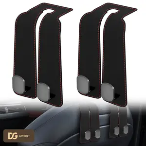 DGAPHRO 2-Pack Premium Leather Car Headrest Hooks - Double-Hook Seat Back Storage Organizer for Purses & Bags, Sturdy Alloy Interior Car Hooks (Black).