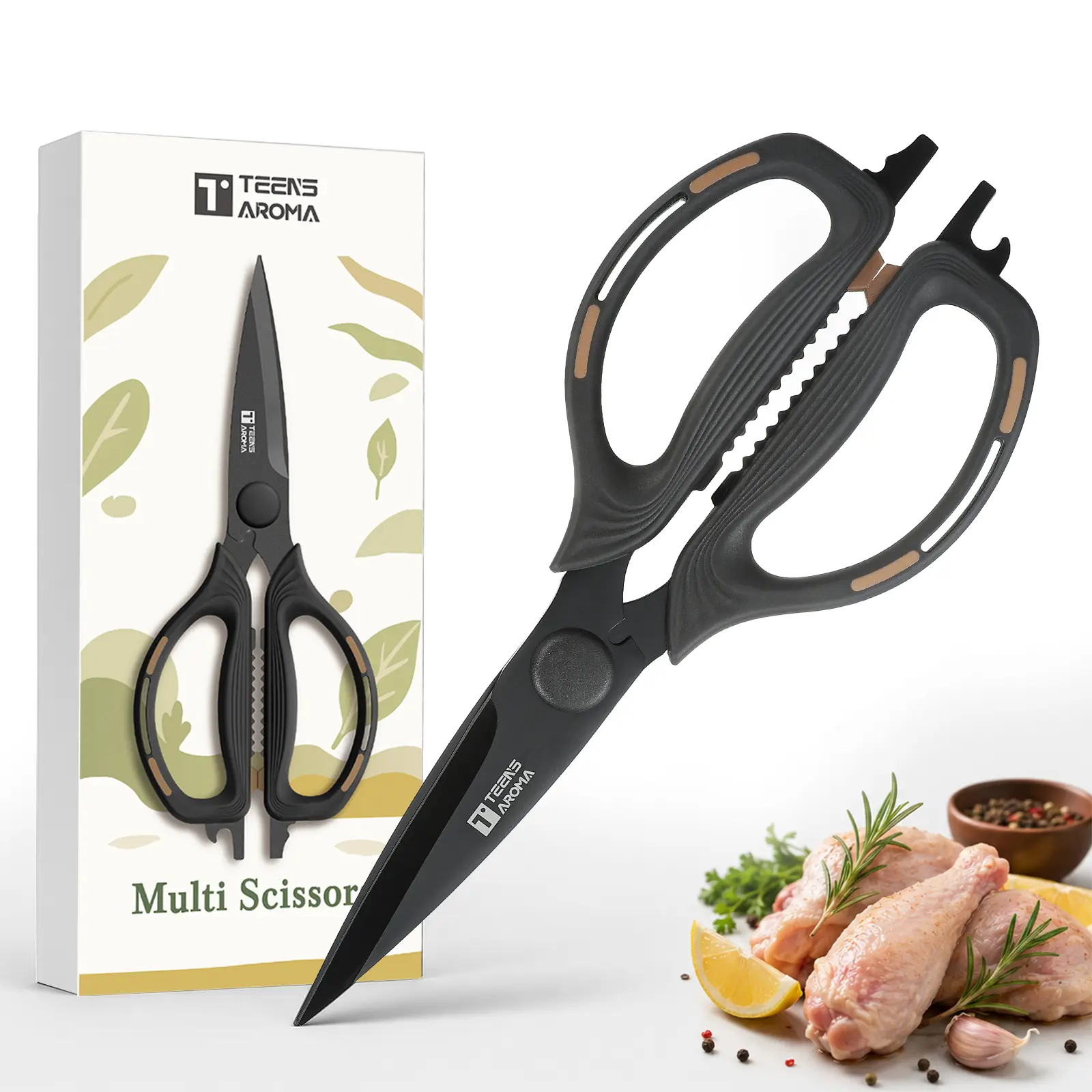 japanese cooking scissors,Multi-Functional Kitchen Shears Set,Heavy Duty Stainless Steel Blade,Stylish For Everyday Use Convenient Cooking Utensils Tools Gadgets Daily Cooking,Professional Kitchen Use&BBQ,food scissors,chicken bone cutting,oyster scissors