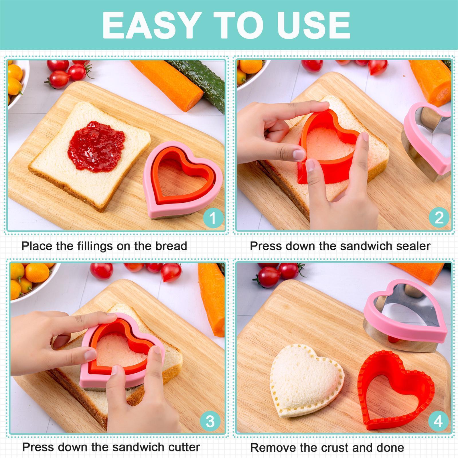 48Pcs Kids Sandwich Cutter Set Fun Animal Dinosaur Heart Flower Shape Toast Bread Mold Food Shaper Tool Kit For Bento Box Lunch Box Breakfast DIY Baking Decoration For Home Picnic Travel