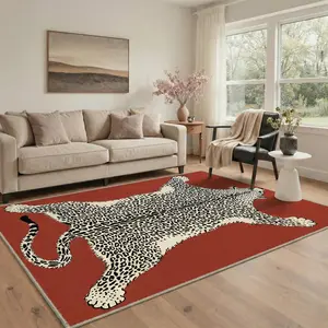 【Deals For You Days】GENIMO Carpet – Soft, Non-Slip, Pet Friendly, Machine Washable Area Rug, Floor Rug Perfect for Living Room, Bedroom, Kitchen, Hallway, Modern Home Decor ,ARN1461-RED