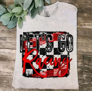 racing shirt checkered flag lets go racing cute popular trending race Short Sleeve Tshirt