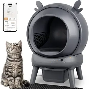 Furrykiddy Automatic Self Cleaning Litter Box, Cat Litter Box with APP Control, 65L Globe & Dual Safety Sensors, Robot Litter Box, 2 Roll Garbage Bags and Litter Mat, <35DB, for Multiple Cats