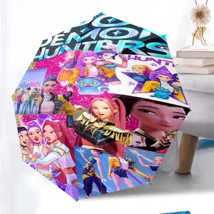 KPop Demon Hunters 76 anime pattern printed new umbrella, 1 self-folding umbrella, portable foldable travel umbrella, outdoor umbrella, Christmas birthday festival gift