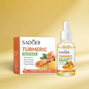 Turmeric Brightening Skincare Set | Dark Spot Correcting Soap & Face Serum Duo | Natural Glow Kit for Men & Women | Hyper-Pigmentation & Uneven Skin Tone Care | 2-Piece Bundle