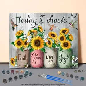Sunflower Pattern DIY Painting Kit without Frame, 1 Set DIY Painting By Numbers Kit, Wall Art Decoration for Home Living Room Bedroom