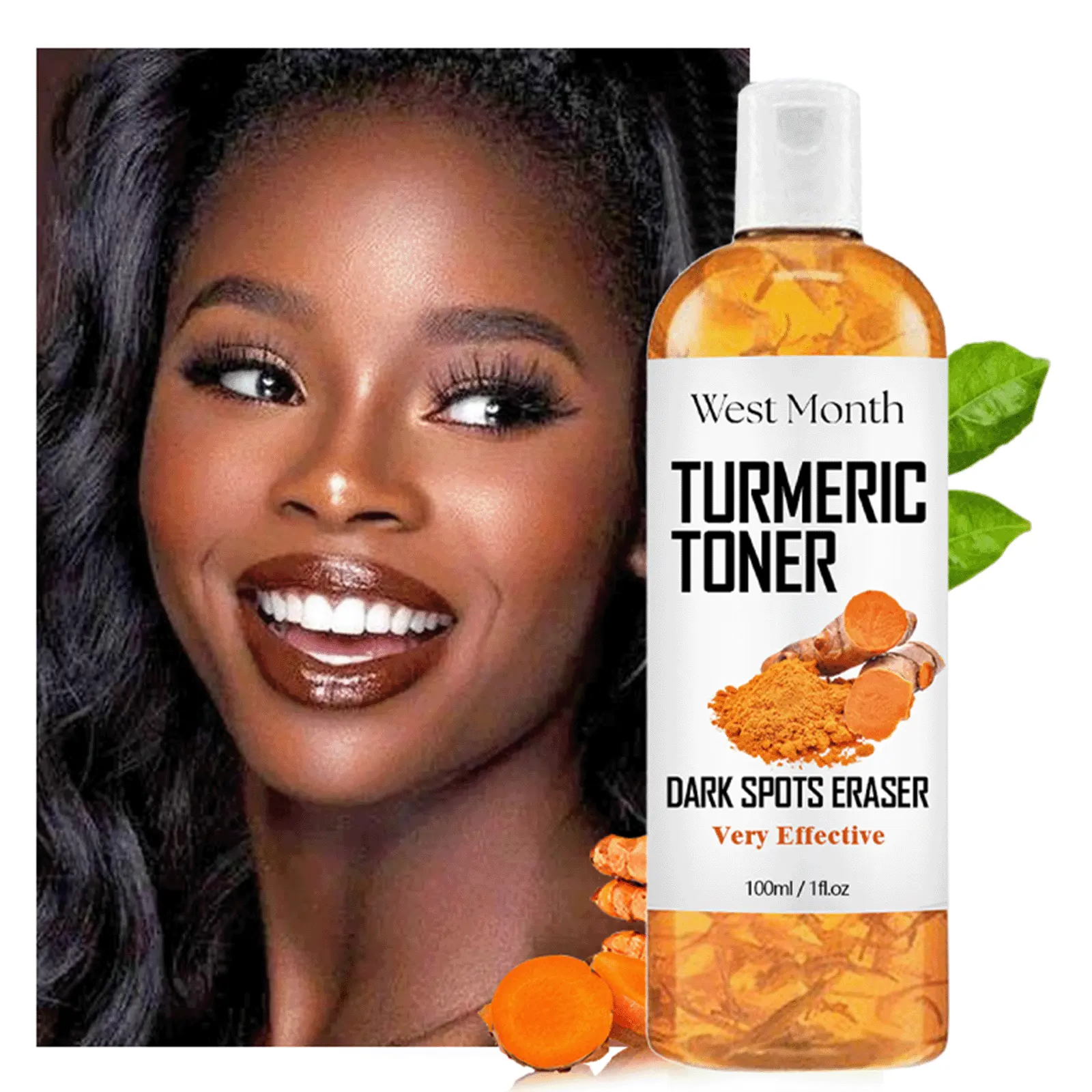 100ml Turmeric Face Toner, Dark Spots Eraser Brightening Toner, Daily Facial Care, Apply By Cotton Pad Or Patting, Improve Uneven Dull Skin Tone