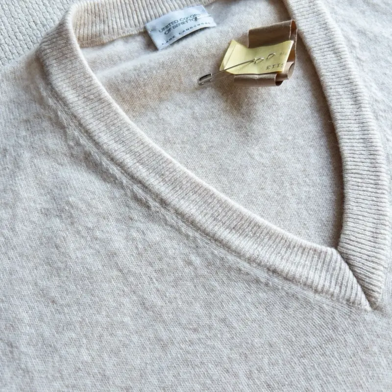 100% lambswool sweater, pure wool knit, beige V-neck sweater, oatmeal knitwear, cream wool jumper