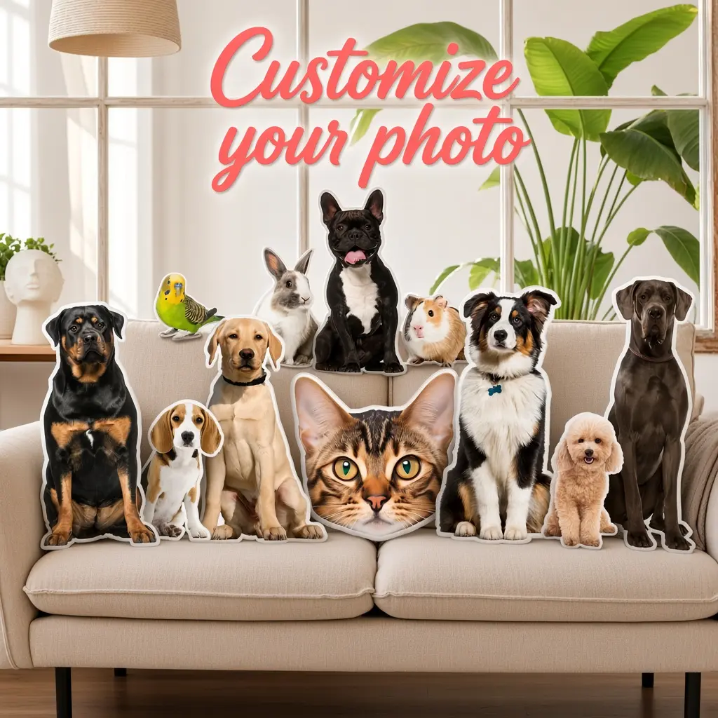 Custom Pet Photo Pillow – Personalized 3D Dog & Cat Memorial Cushion Double-Sided Cotton Gift for Animal Lovers