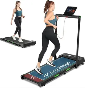 Foldable Treadmills, 2 in 1 Walking Pad for Home, 0.6-7.6 mph Under Desk with Handle Bar, 16" Widened Running Belt, with Remote Control & LED Touch Screen