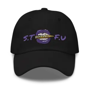 STFU Electric Purple Logo Unisex Dad hat with Adjustable Strap and Curved Visor