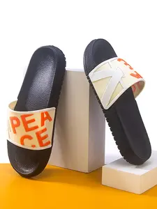 Men's Fashionable Letter Pattern Slides, Casual Comfortable Home Slippers, Soft Non-slip Slippers for Indoor & Outdoor Wear, Walking Shoes