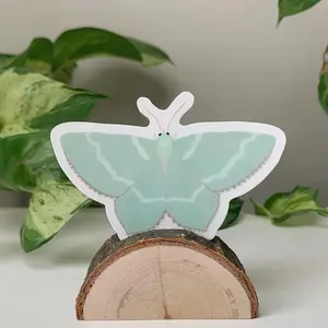 Common Emerald Moth Sticker, Light Green Moth Stickers, Cottagecore Stationery Stickers, Nature Lover Gift, Sticker Lovers Gift For Laptop, Notebook