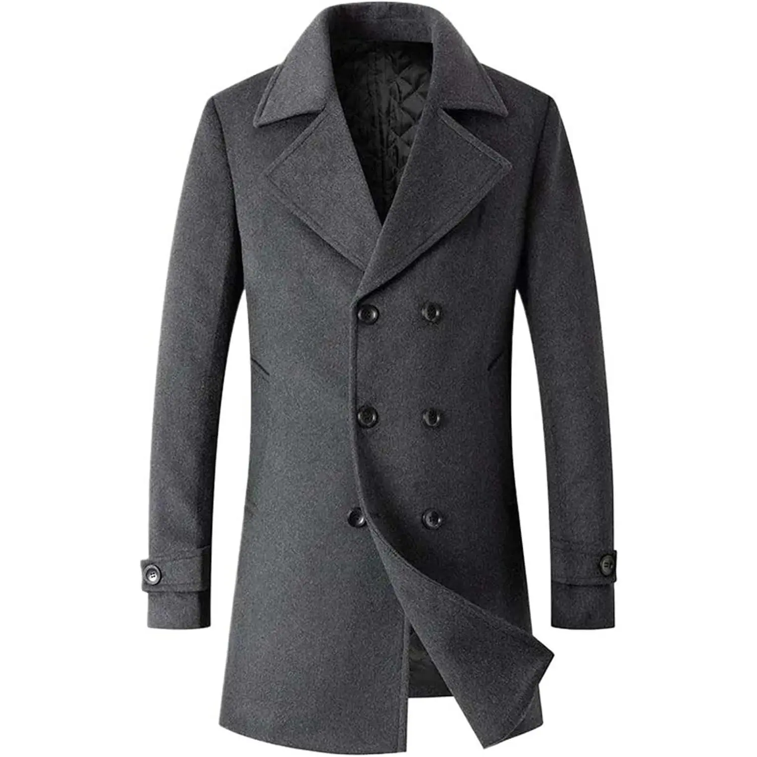 USTZFTBCL Men Double-Breasted Wool Blends Cashmere Long Trench Coats Covercoats Winter Male Business Trench Winter Coats