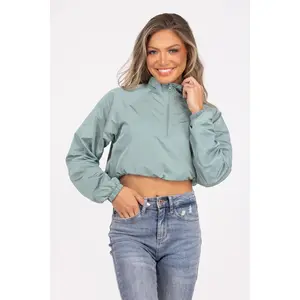 Find Peace in The Rain Women's 1/2 Zip Cropped Jacket