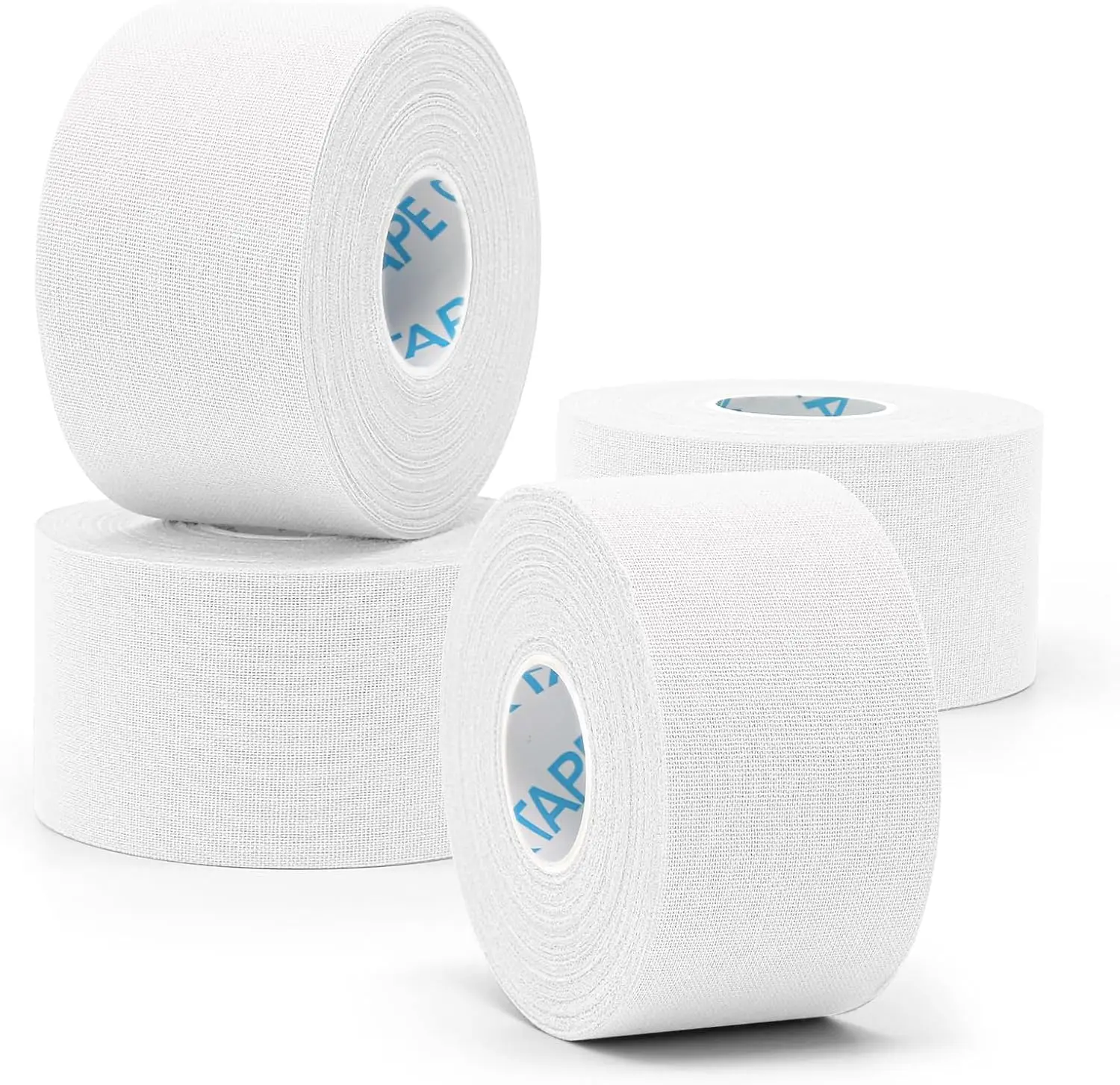 OKTAPE White Athletic Tape 4 Rolls, 45ft Per Roll 1.5inch x 15yards, Very Strong Easy Tear Wrist Ankle Sports Tape, No Sticky Residue for Athlete & Sport Trainers & First Aid Injury Wrap, Hockey Stick Athletes, Medical, Athletic Trainers