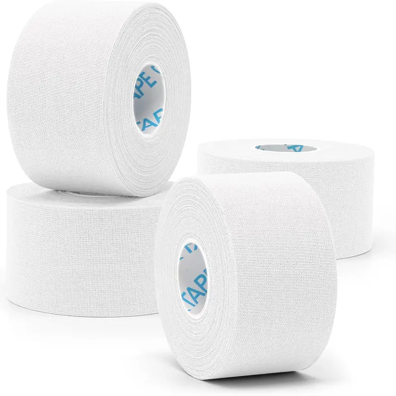 OKTAPE White Athletic Tape 4 Rolls, 45ft Per Roll 1.5inch x 15yards, Very Strong Easy Tear Wrist Ankle Sports Tape, No Sticky Residue for Athlete & Sport Trainers & First Aid Injury Wrap, Hockey Stick Athletes, Medical, Athletic Trainers