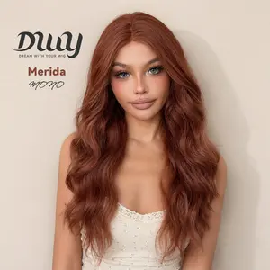 Merida -DWY Mono Lace Front Free Part Long-Length Curly Drity Orange Glueless Synthetic Wig for Women 24 Inches