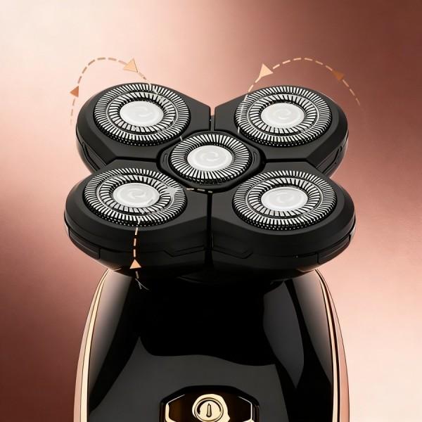 "5-Blade Electric Shaver for Men Women - LED Display Wet Dry Rechargeable Smart Mode Sensitive Skin Full-Body Grooming Tool "